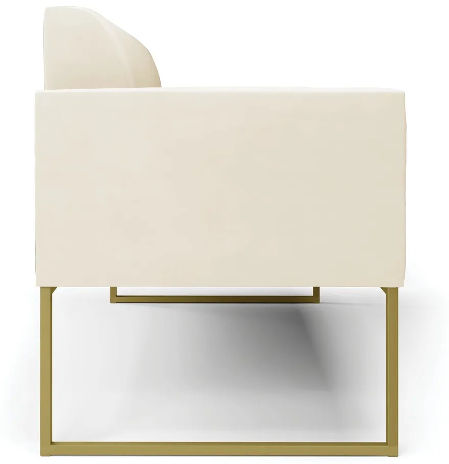 Sofá Namoradeira Base Industrial Dourado Marisa Veludo D03 - D'Rossi - Bege