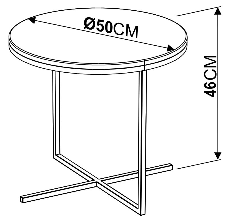 Mesa de Centro Volpi Preto Base Metálica Preto 46 cm A05 - D'Rossi