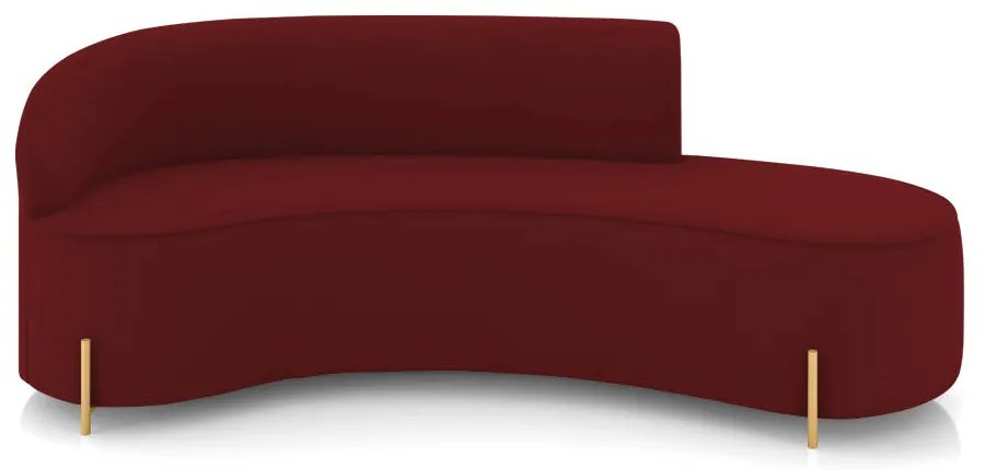 Sofá 4 Lugares Orgânico 220cm Pé Ferro Dourado Morgan Veludo Marsala