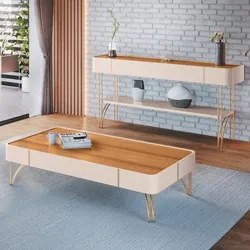 Conjunto Sala de Estar com Cristaleira Agnes H01 Off White/Cinamomo -