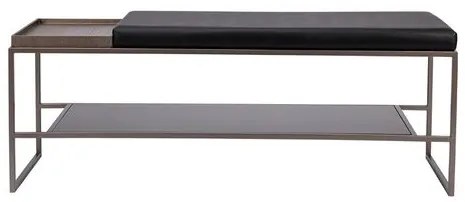 Banco Eros Assento Corino Preto Base em Aço Fendi 120cm - 77093 Sun House