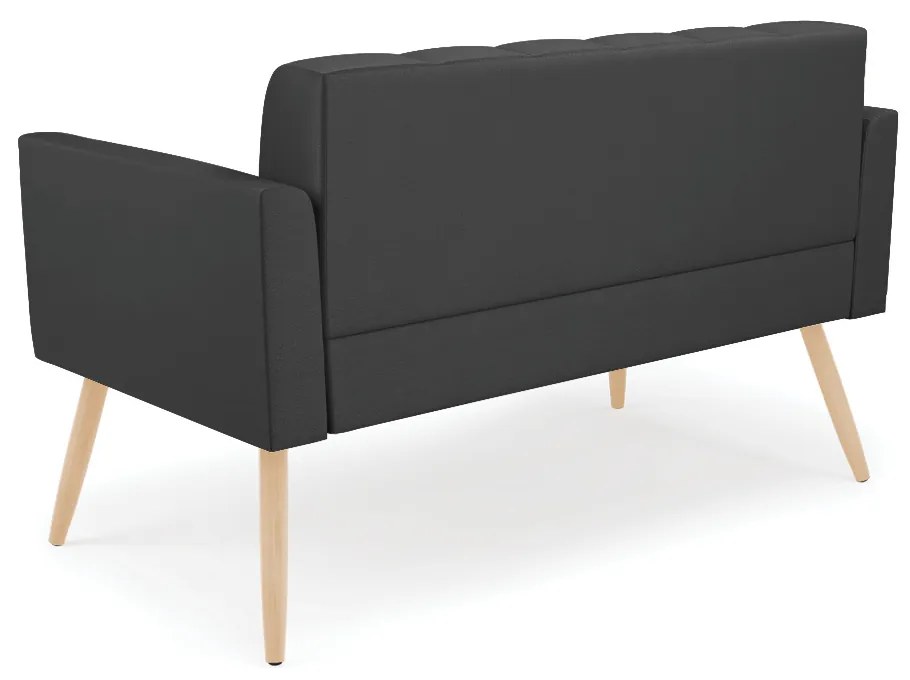 Sofá Namoradeira Elisa Corino Pés Palito Natural D03 - D'Rossi - Preto