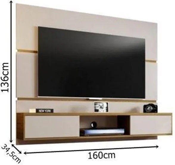 Painel para TV Âmbar Off White com Cinamomo - Móveis Bechara
