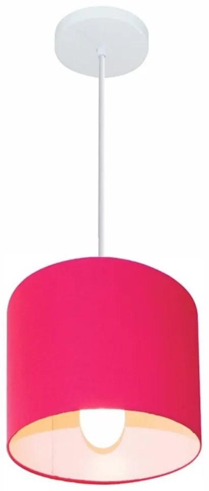 Lustre Pendente Cilíndrico Md-4046 Cúpula em Tecido 18x18cm Rosa Pink - Bivolt