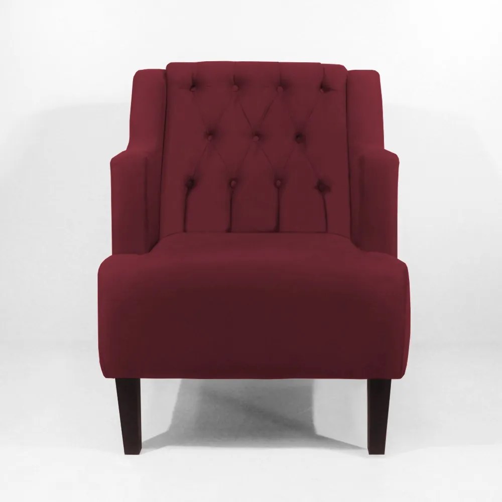 Poltrona Classic Suede Bordô Pés Palito Sala, Quarto, Decoração