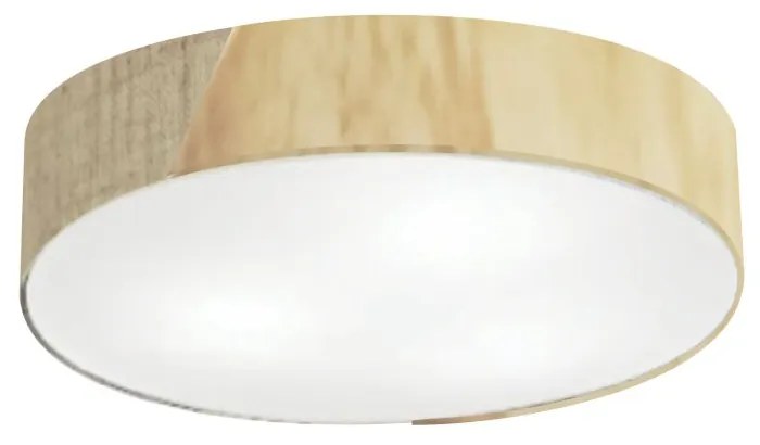 Plafon Luminária de teto decorativa para casa, Md-3076 nórdicas em tecido e madeira 3 lâmpadas com difusor em poliestireno - Rustico-Bege