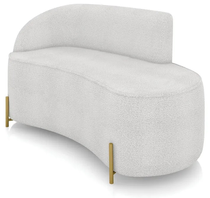 Sofá 2 Lugares Orgânico 140cm Pé Aço Lateral Dourado Morgan Bouclê D03 - D'Rossi  - Cinza