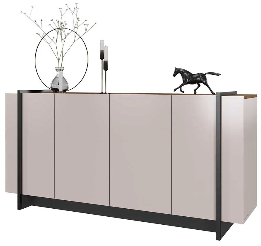 Buffet Aparador Decorativo 160cm Destin Off White/Preto G73 - Gran Belo