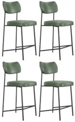 Banqueta Cozinha Média Kit 4 Milli Sintético Verde A14      - Mpozenat