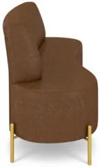 Sofá 2 Lugares 135cm Pés Aço Dourado Tamar Sintético Marrom Z08 - Mpoz