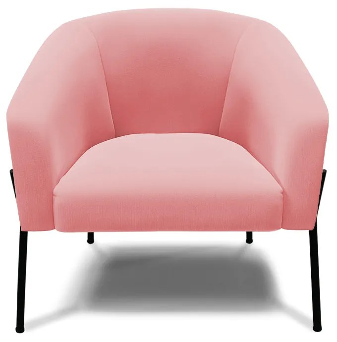 Poltrona Sala Decorativa Pé de Ferro Preto Kit 2 Stella Suede D03 - D'Rossi - Rose