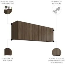 Armário de Cozinha Aéreo 118cm 4 Portas Monna Freijó Z34  - Mpozenato