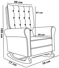 Kit 02 Poltronas de Amamentação Base Madeira Balanço Brenda G05 Veludo