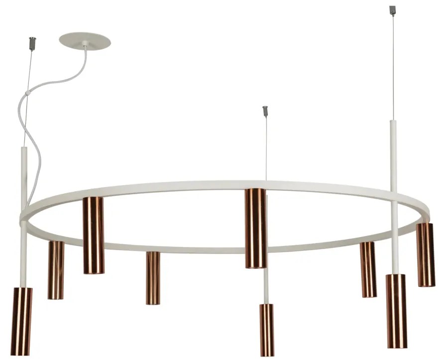 Pendente Platinum Circular Ø80X44,5Cm 9Xmr11 - Usina 16931/80 (BT / DR-P - Branco Texturizado / Dourado Polido Brilho)