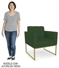 Sofá Namoradeira e 1 Poltrona Base Industrial Dourado Ana Veludo Luxo