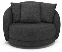 Poltrona Decorativa Giratória para Sala 122cm Kaly M22 Linho Chumbo -