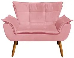 Poltrona Namoradeira 2 Lugares Pés Palito Opla Suede Rose - Ibiza