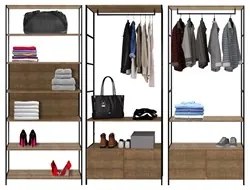 Quarto Modulado Closet 3 Módulos Estilo Industrial Steel Quadra Vermon