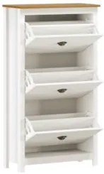 Sapateira de Madeira 3 Portas 80cm Estilo Americano Lázio F07 Branco/C