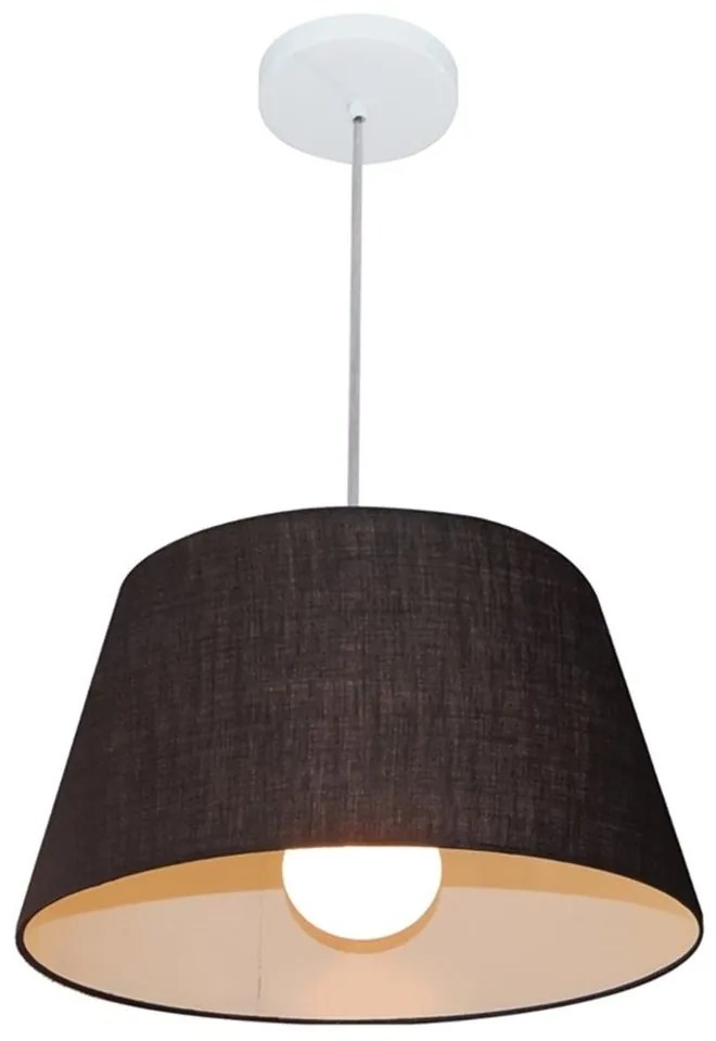 Lustre Pendente Cone Md-4039 Cúpula em Tecido 21/40x30cm Preto - Bivolt