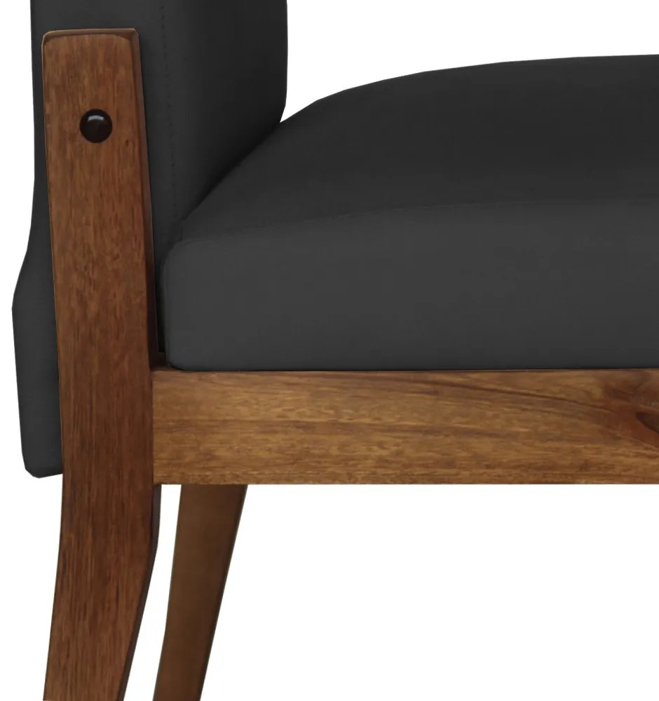 Conjunto 4 Cadeiras De Jantar Aurora Base Madeira Maciça Estofada Suede Preto