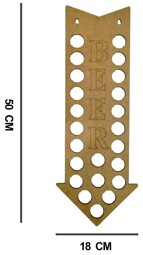Quadro Decorativo Porta Tampinhas Mdf Cru 50x18 Seta Beer - D'Rossi