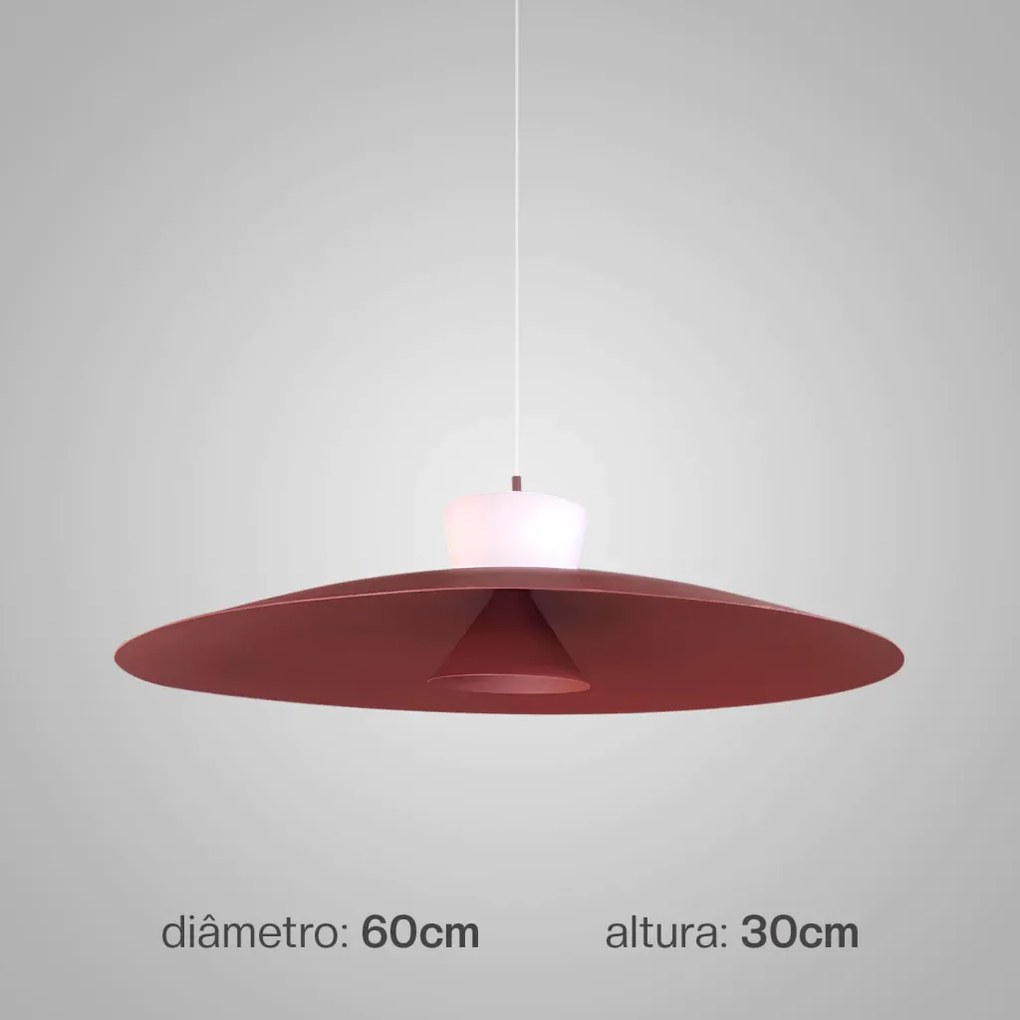 Pendente Rebatedor E Pontual Ø60X30Cm Disco Curvo Alumínio 01Xled 9W 2... (COBRE FOSCO, 220v)