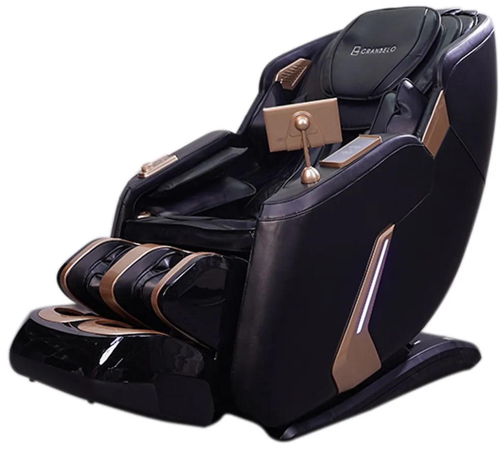 Poltrona Elétrica 3D Stark Bivolt Reclinação Gravidade Zero com Massagem Aquecimento Controle LCD Touch PU Preto G94 - Gran Belo