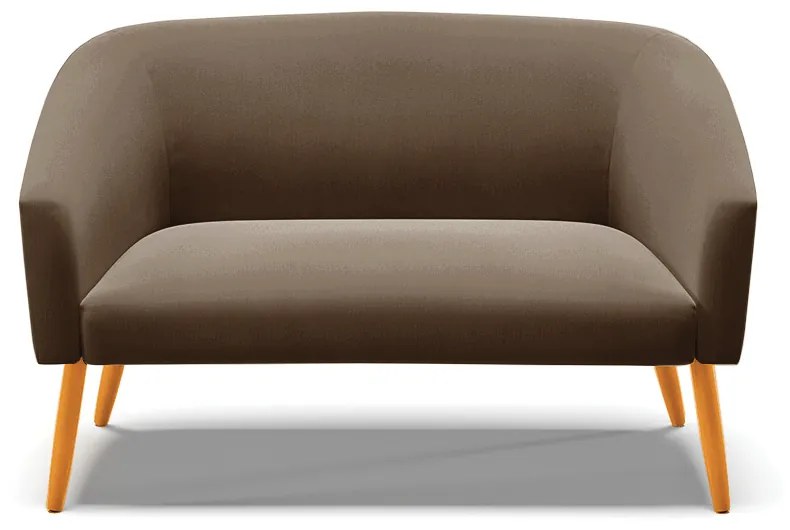 Namoradeira 02 Lugares Stella Suede Marrom Pés Palito Castanho - D'Rossi