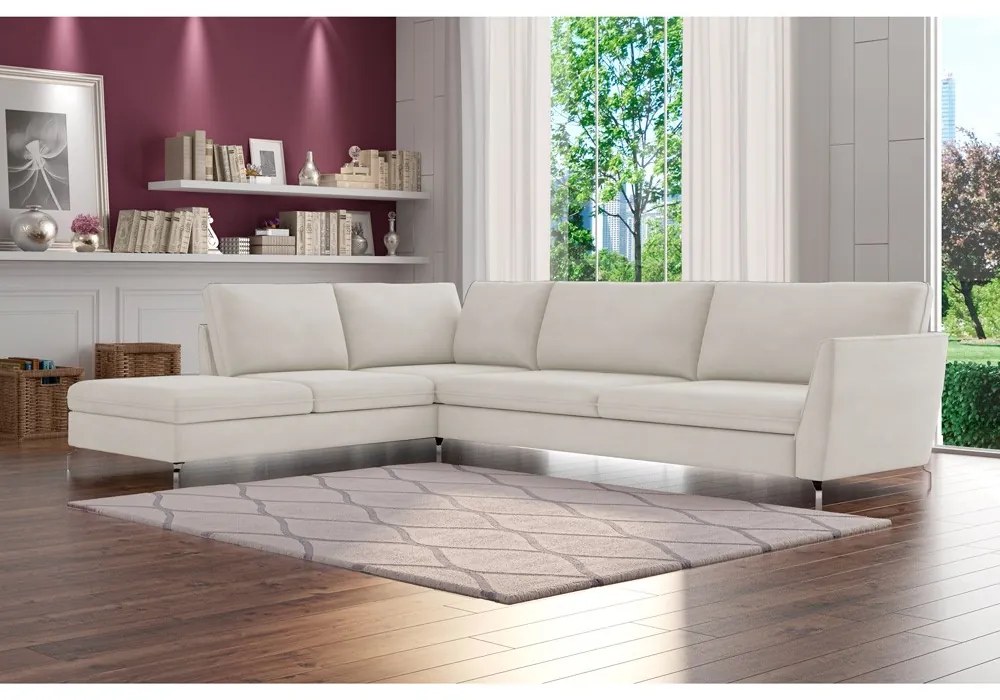 Sofá de Canto Chaise Esquerdo 307 cm Olívia Suede Bege G52 - Gran Belo