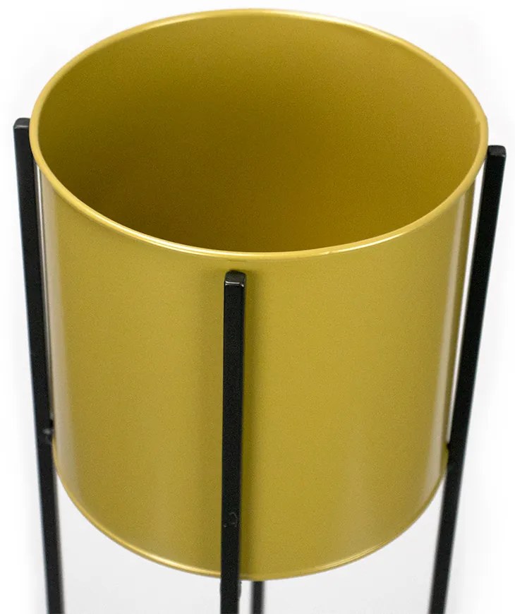 Vaso Decorativo Dourado Com Suporte Metálico Preto 91 cm - D'Rossi