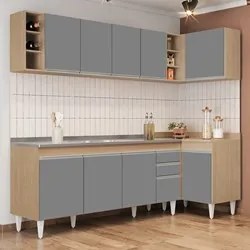 Armário de Cozinha Modulado de Canto Esquerdo 5 Peças CP54 com Pia Ino
