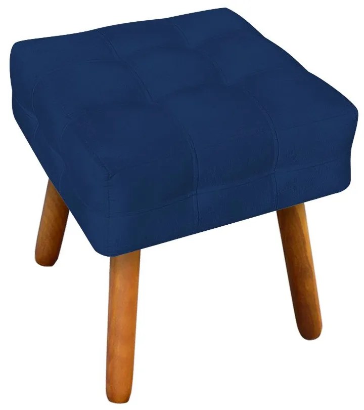 Puff Banqueta Decorativo Pé Palito de Madeira Kit 2 Elisa Suede Azul Marinho D03 - D'Rossi
