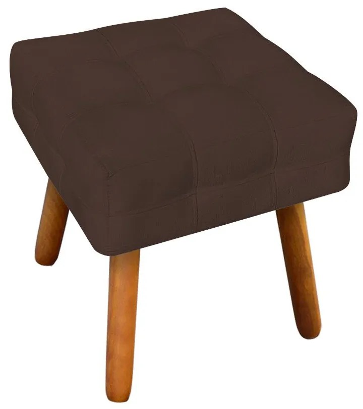 Puff Banqueta Decorativo Pé Palito de Madeira Kit 2 Elisa Suede Marrom D03 - D'Rossi