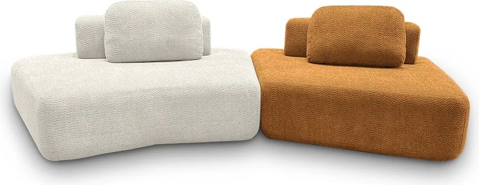 Sofá Ilha Sala de Estar Modulado Dakota Encosto Almofadas Soltas Bouclê Rústico OffWhite/Terracota G33 - Gran Belo