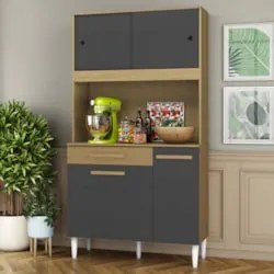 Cozinha Compacta 91cm Com Tampo Bayek Atacama/Grafite A15  - Mpozenato