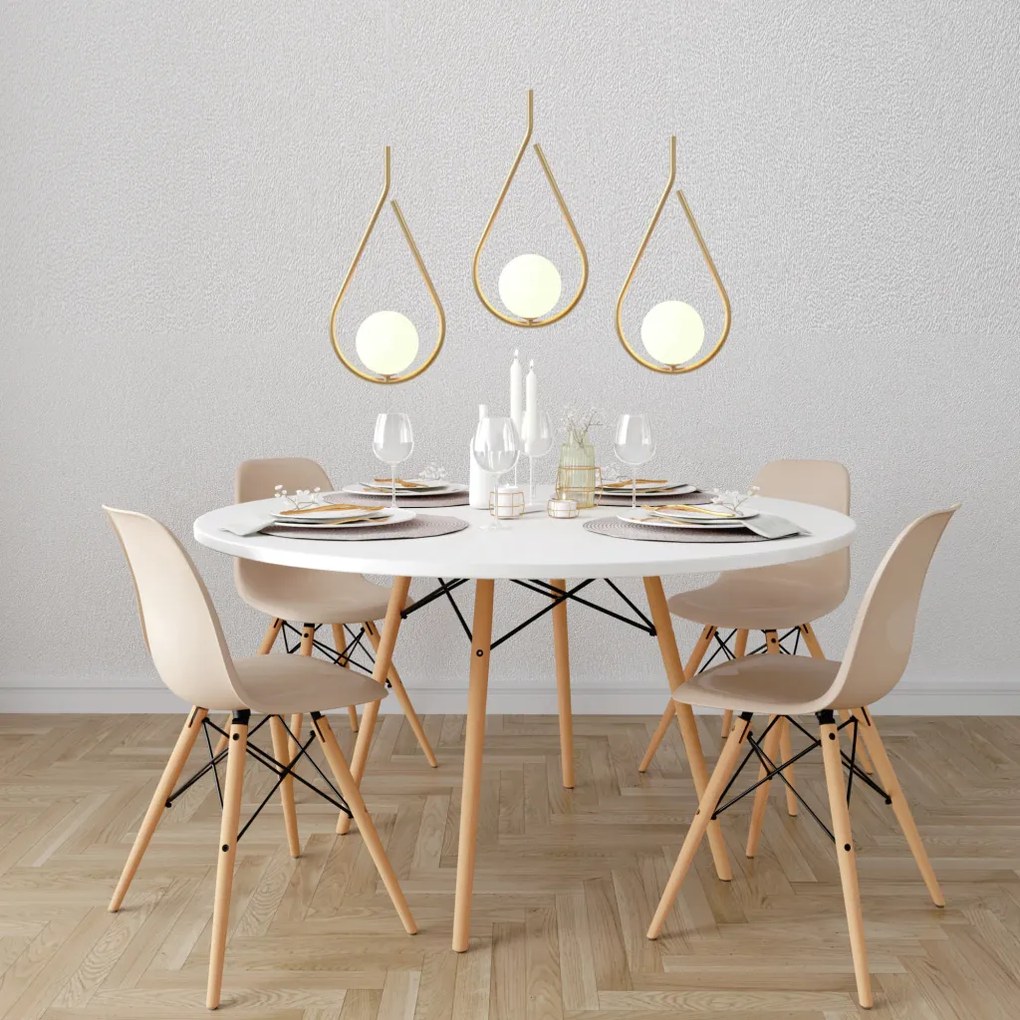 Kit 03 Pendente Gota Globo Ø12Cm C/ Rosca Alumínio 1Xg9 - Qimporta Pd2... (CHAMPANHE, FOSCO)