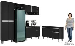 Cozinha Compacta Vanessa e Balcão Gabinete Com Tampo Tatiane 120cm Pre