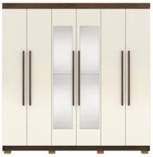 Guarda Roupa Casal 218cm Com Espelho Bolty Imbuia/Champanhe V02 - Mpoz