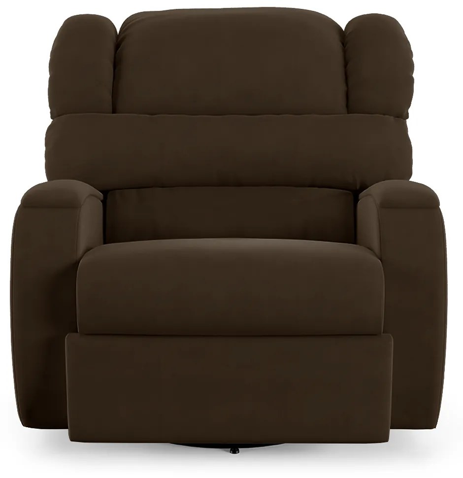 Poltrona do Papai Sala de Cinema Reclinável Kylie Glider Manual Giratória Veludo Marrom G23