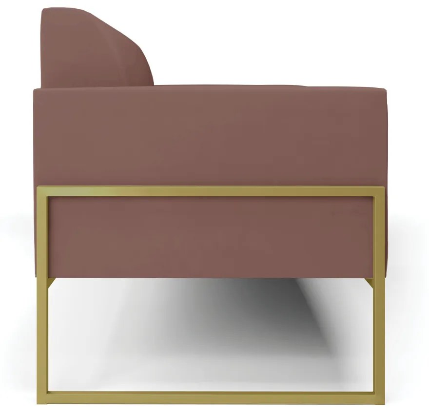 Sofá Namoradeira Base Industrial Alta Dourado Marisa Veludo D03 - D'Rossi - Rose