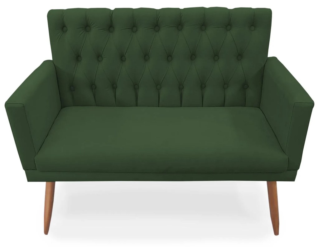 Kit 2 Poltronas 1 Namoradeira Clara Capitonê Pés Palito Suede Verde - Sheep Estofados