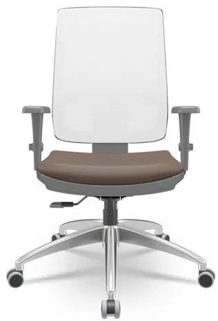 Cadeira Brizza Diretor Grafite Tela Branca Assento Vinil Marrom Base RelaxPlax Alumínio - 65995 Sun House
