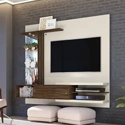 Painel Suspenso com Bancada Para TV até 55 Pol. Frizz Supreme Off Whit