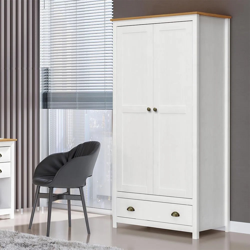 Armário Organizador 2 Portas Madeira Maciça Osiris Branco/Freijo - G74 - Gran Belo