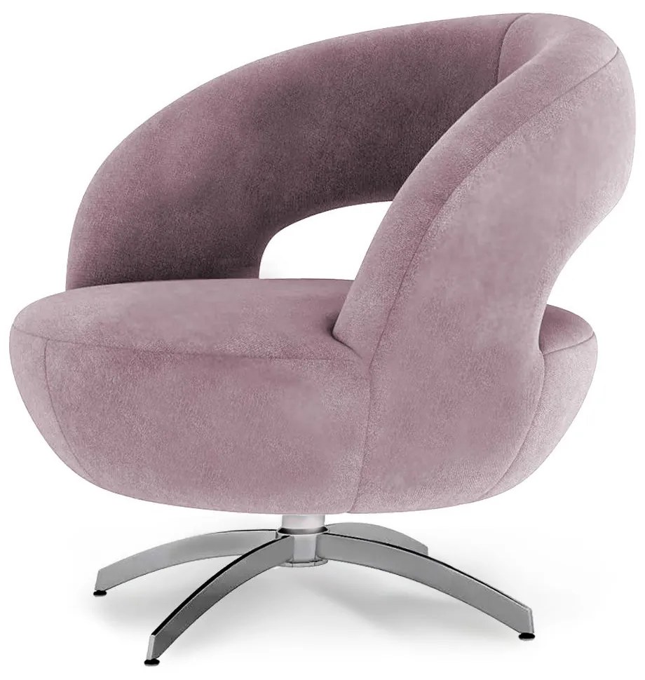Poltrona Decorativa Base Giratória Topázio Veludo Rosê - Sheep Estofados - Rosa