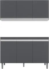 Armário Aéreo Andréia e Balcão Gabinete sem Tampo Manu 120cm Cinza - A