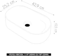 Cuba Pia de Apoio Para Banheiro Oval 43cm Hera C08 Cinza - Mpozenato