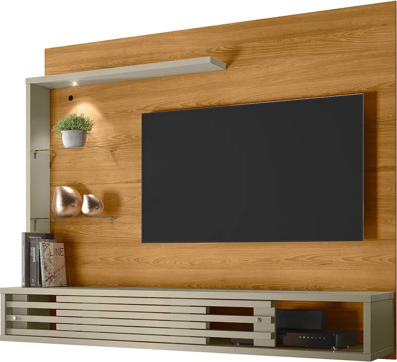 Painel TV 50 Pol 160cm Bancada Suspensa Sala Ravian Cumaru/Opala M20 - D'Rossi