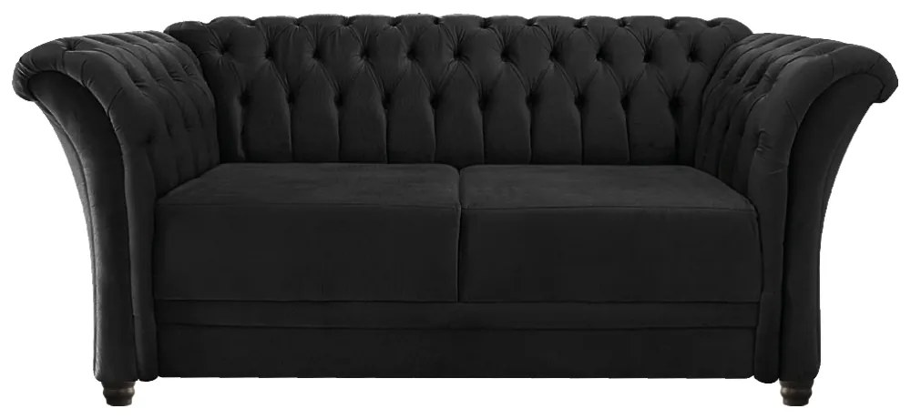 Namoradeira Chesterfield Sofia Suede Preto - ADJ Decor